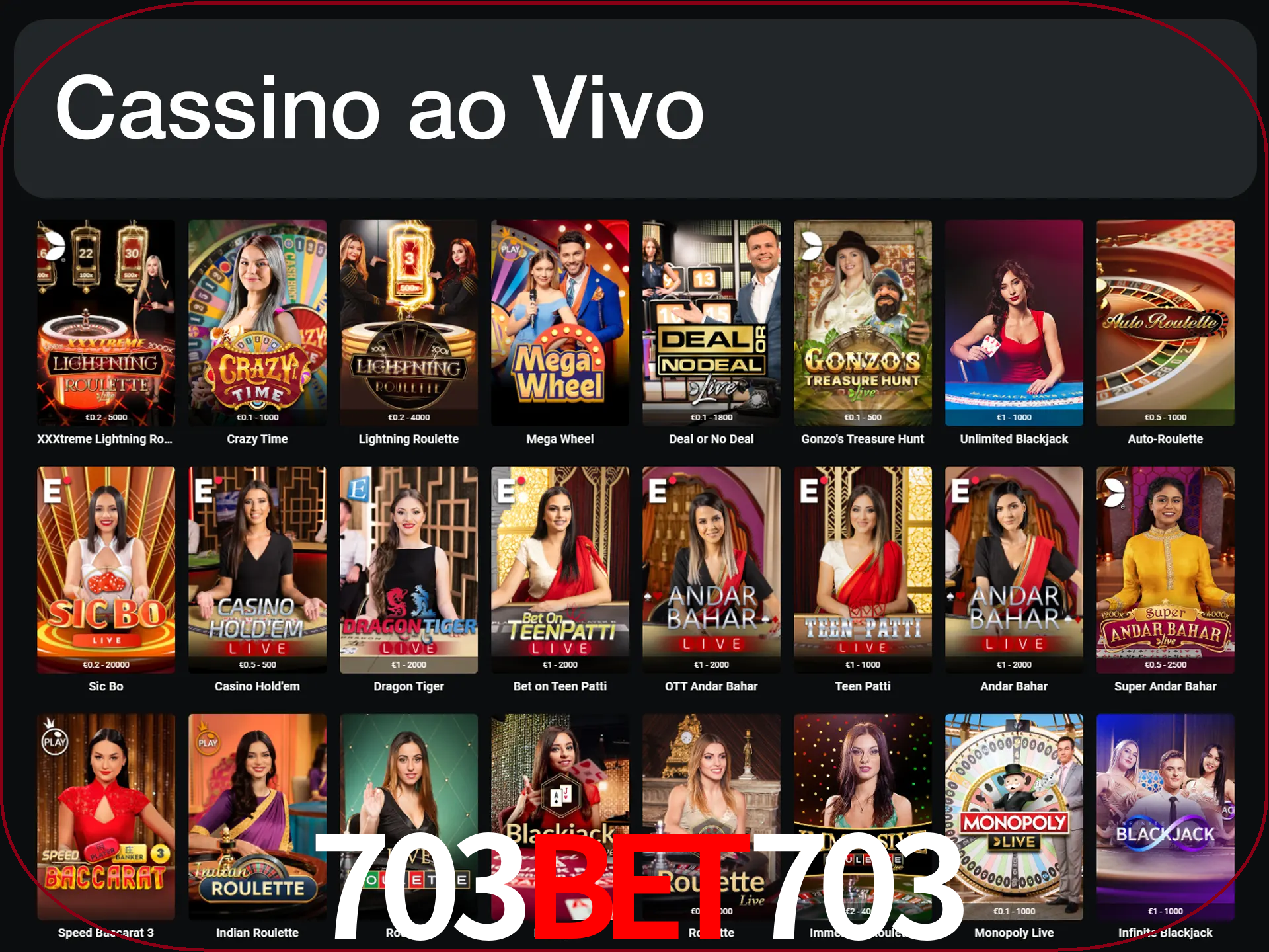 Jogue jogos de cassino com um verdadeiro dealer.