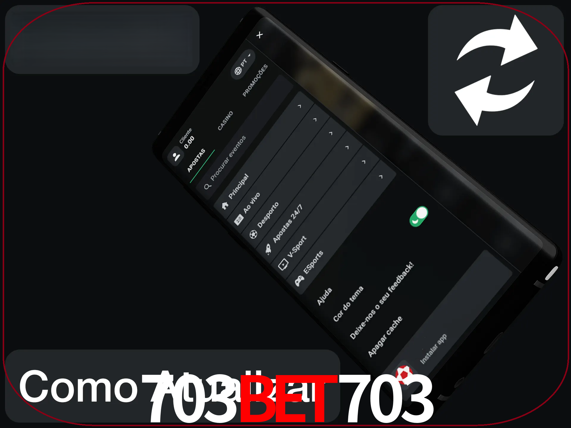 O aplicativo é atualizado automaticamente quando você faz o login.