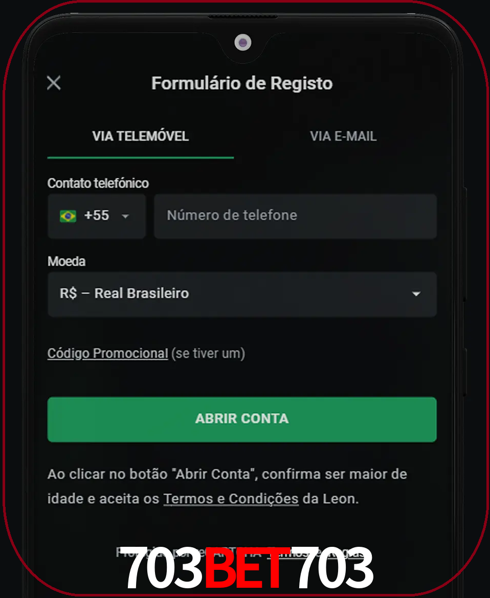 Abra o aplicativo e inicie o processo de registro.