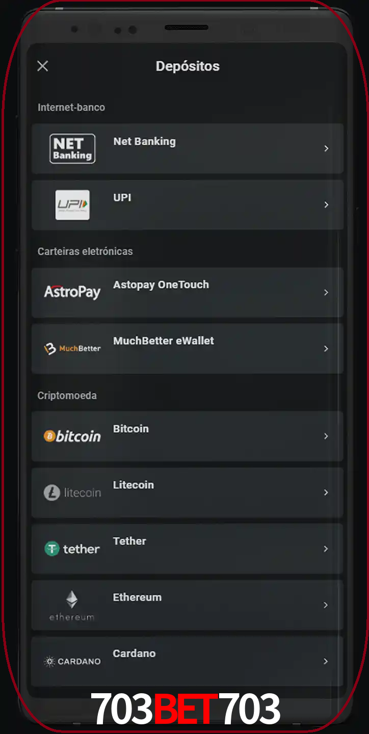 Você pode usar métodos alternativos de depósito.